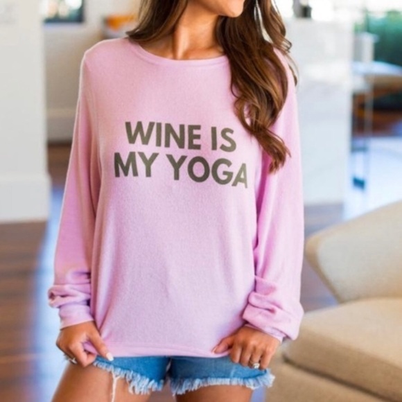 Wildfox Tops - Wildfox NWT "Wine is My Yoga" Sweatshirt Sz L